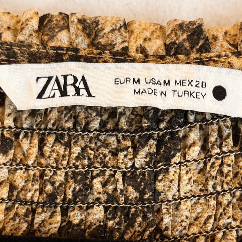 Zara The Veronica Blouse Python Snake Print Puff … - image 10